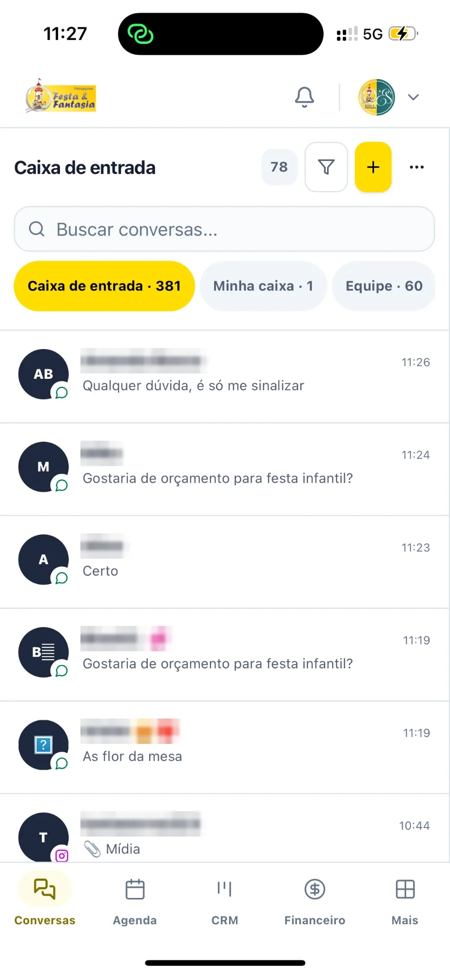 Caixa de conversas do sistema